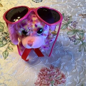 Colorful Plush Toy with Heart Sunglasses